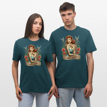 Lade das Bild in den Galerie-Viewer, T-Shirt „PinUp“ – Vintage-Vibes in starken Farben - Dunkles Petrol