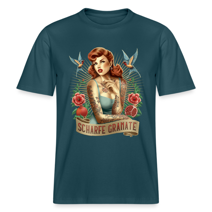 T-Shirt „PinUp“ – Vintage-Vibes in starken Farben - Dunkles Petrol