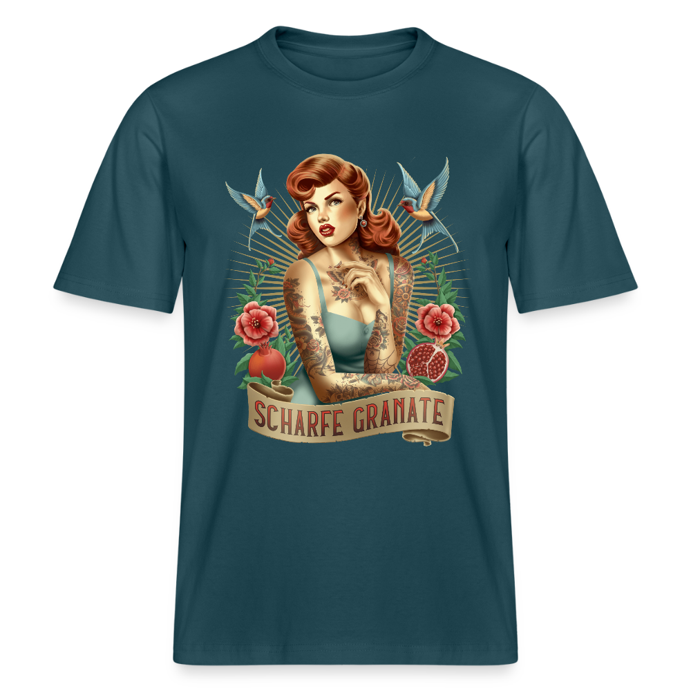 T-Shirt „PinUp“ – Vintage-Vibes in starken Farben - Dunkles Petrol