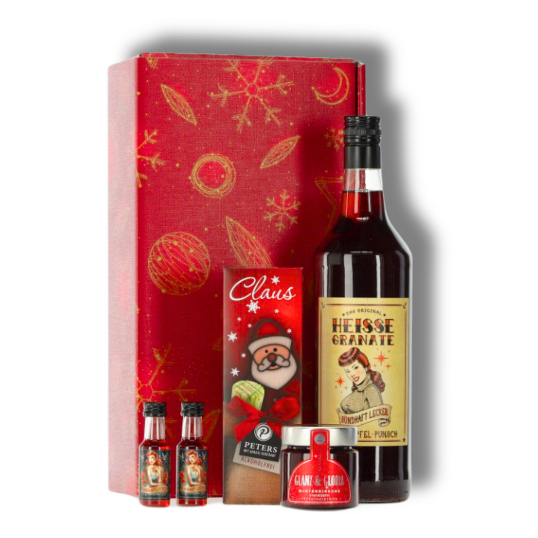 Geschenkset mit Glüh-Punsch, Pralinen & Konfitüre