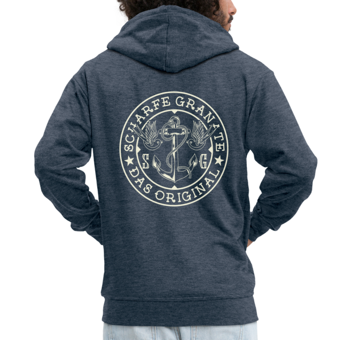 Männer Zipper mit Kapuze - Jeansblau