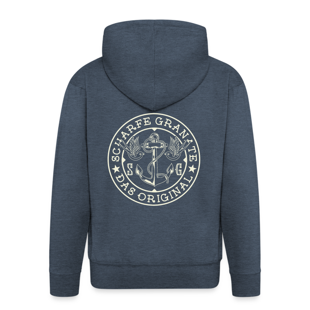Männer Zipper mit Kapuze - Jeansblau