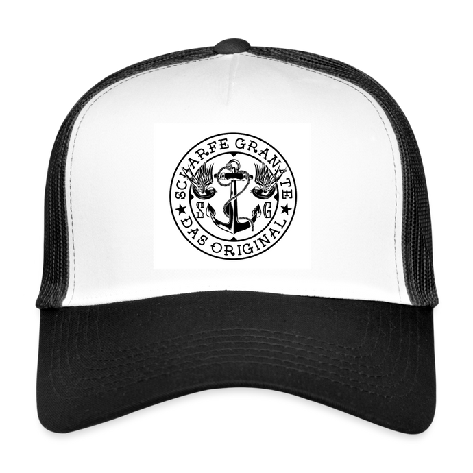Retro Trucker Cap - Weiß/Schwarz